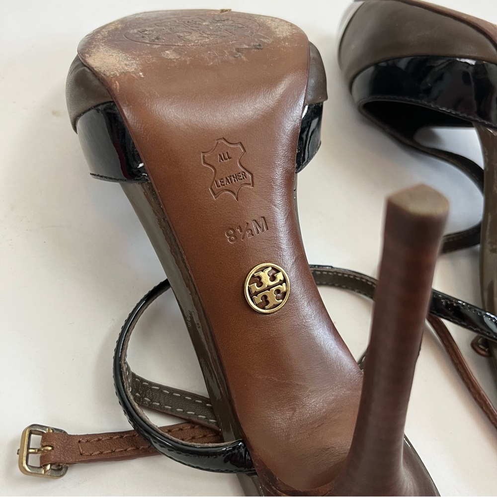 Tory Burch Lexa T Strap Slingback Heels 8.5 Two Tone Pumps - Picture 14 of 16